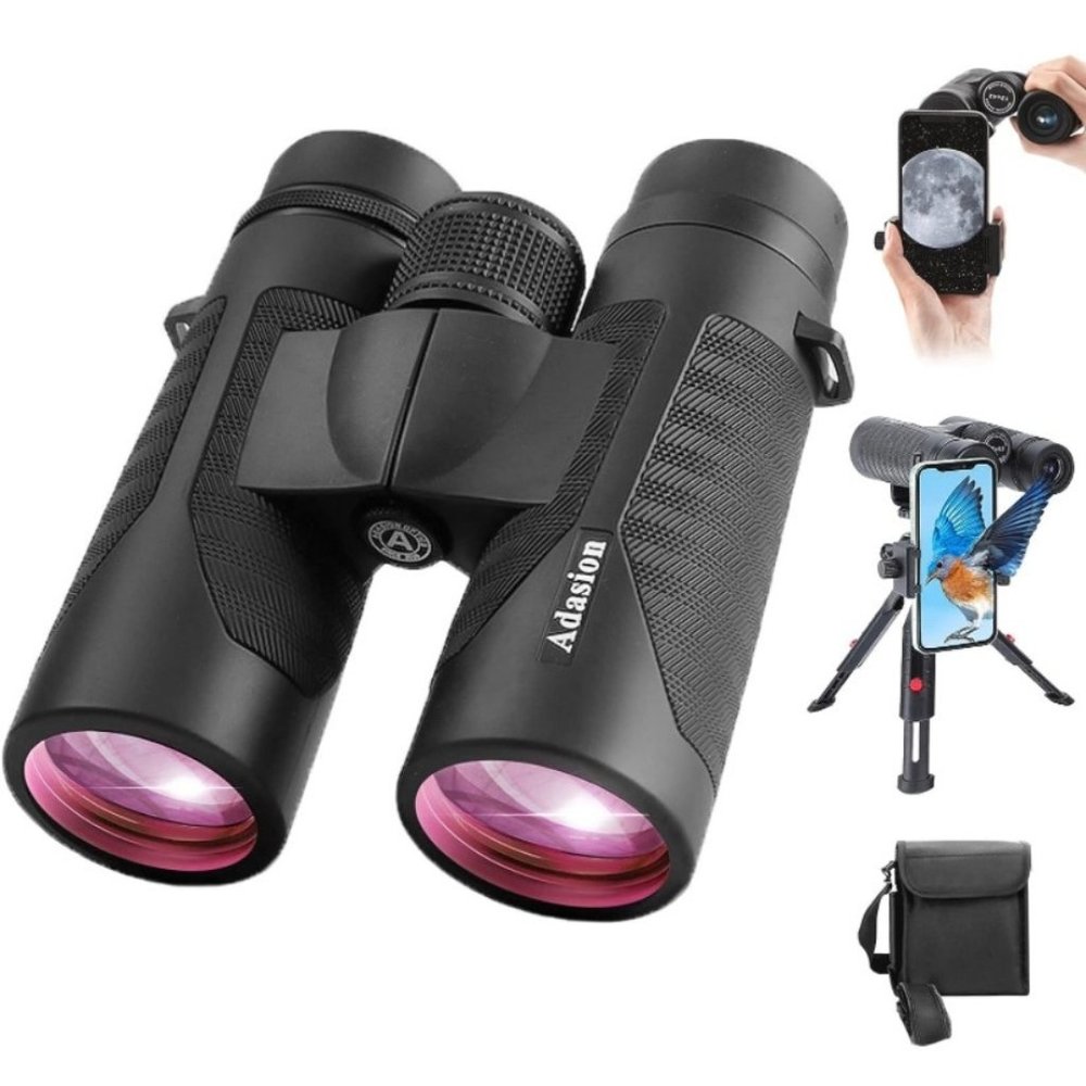 12x42 HD Binoculars for Adults with Universal Phone Adapter - High Power Binocul